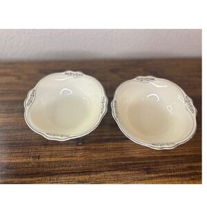 Homer Laughlin Virginia Rose‎ Cream Bowls Set of 2 Scalloped Rim Floral Detail